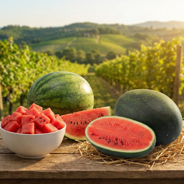 แตงโมตอปิโดเมญ่า ไซส์ M (2.7 ถึง 3.2 กก.) 1 ลูก