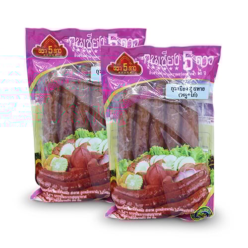 กุนเชียงสองสหาย หมูและไก่ ไม่ใส่สารกันเสีย อร่อย เหมาะกับทุกมื้อ 800 กรัม 2 ถุง