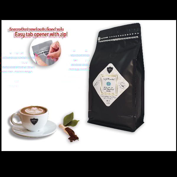 กาแฟบด ถุงซิปล็อค CAFE R'ONN อาราบิก้า 100%  คั่วอ่อน 500 กรัม