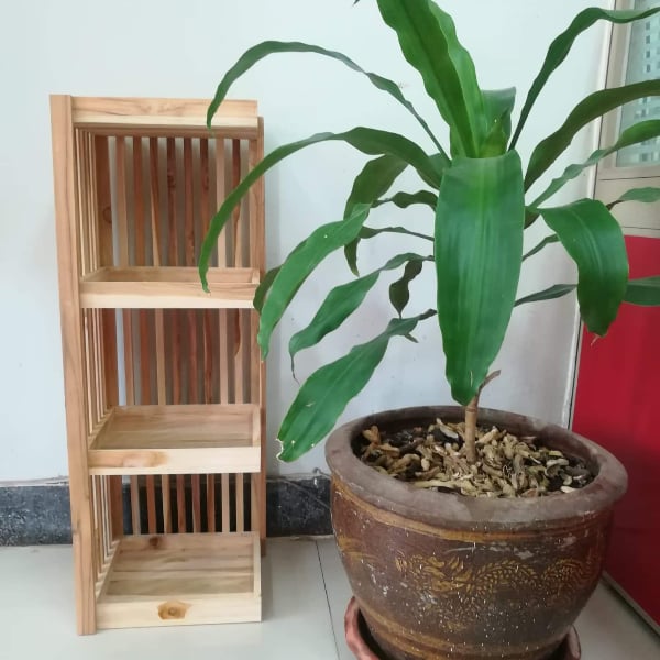 ชั้นวางของไม้ 4 ชั้น แบบเข้ามุม ขนาด 25x25x80 cm