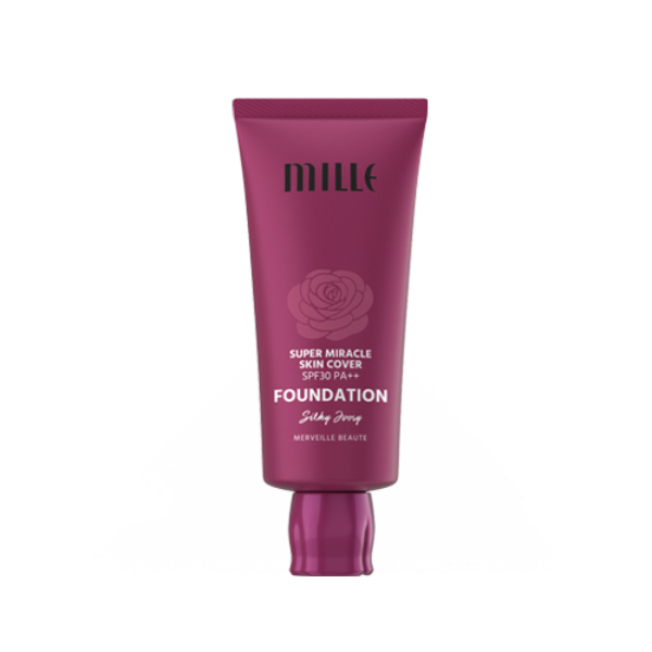 MILLE รองพื้นคุมมัน SUPER MIRACLE SKIN COVER FOUNDATION SPF 30 PA++ 30G. (#01 SILKY IVORY)