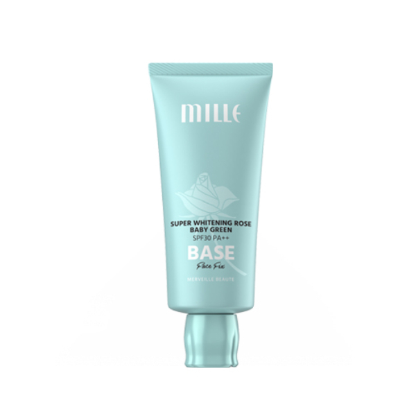 MILLE เบสเขียว Super Whitening Rose Green Base SPF30 PA++ Face Fix 30G.