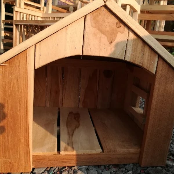 บ้านสุนัข ไม้สักแท้ คุณภาพดี ขนาด 30x30x20 cm สำหรับสัตว์เลี้ยง ตกแต่งบ้าน