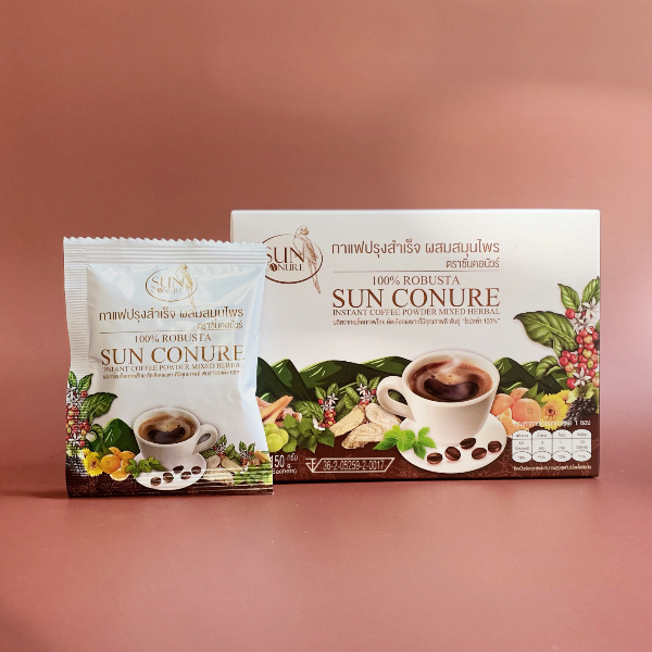 เครื่องดื่มผสมสมุนไพร  ซันคอนัวร์ ปริมาณ 150 กรัม (1 กล่องมี 10 ซอง)