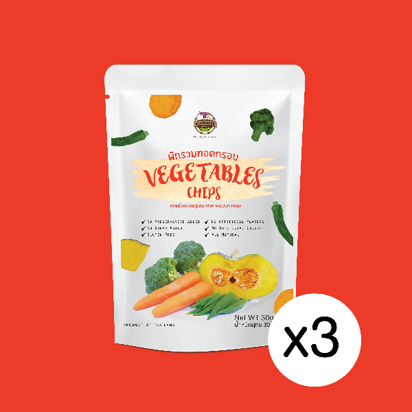 Vegetables Chips ผักรวมทอดกรอบ ขนาด 30 กรัม (แพ็ก 3 ซอง)