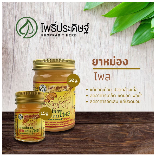 ยาหม่องผสมไพล สูตรสกัดจากธรรมชาติ (15 กรัม) 2 ขวด