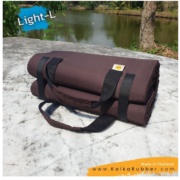 เบาะรองนั่งสมาธิ Kaika รุ่น Light-L (2พับ)-สีน้ำตาล ผ้ากันไรฝุ่น