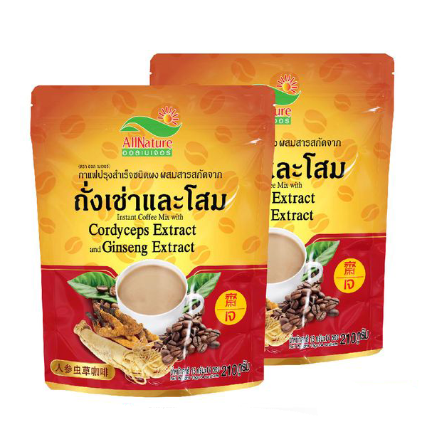 กาแฟปรุงสำเร็จ ชนิดผงผสมสารสกัด ถั่งเช่าและโสม จำนวน 14 ซอง