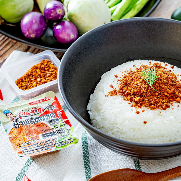 น้ำพริกนรก คลุกข้าวอร่อย ตรารุ่งเจริญ แพค 9 ถ้วยมินิ