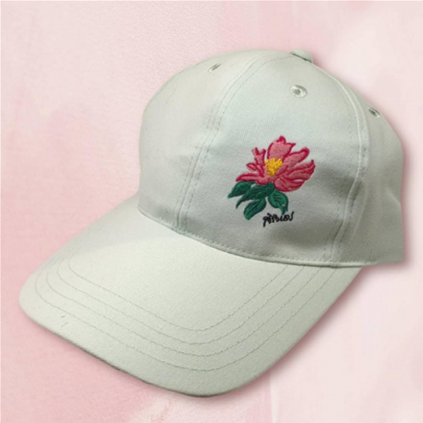 หมวกแก๊ป ลายดอกไม้ ฝีพระหัตถ์กรมสมเด็จพระเทพฯ สีเขียวมิ้นท์