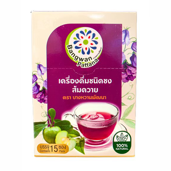 ผลิตภัณฑ์สมุนไพรส้มควาย แบบชงดื่ม รสอัญชันและเก๊กฮวย จำนวน 2 กล่อง (15 ซอง/กล่อง)