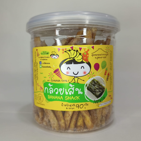 กล้วยเส้น(Banana Snack) รสสาหร่าย เซท 4 กระปุก (กระปุกละ90กรัม)