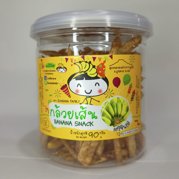 กล้วยเส้น(Banana Snack) รสออริจินอล เซท 4 กระปุก (กระปุกละ90กรัม)