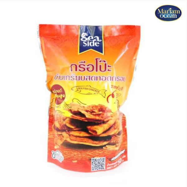 กรือโป๊ะข้าวเกรียบปลาทอดกรอบรสสไปซี่ ขนาด 50 กรัม/ซอง