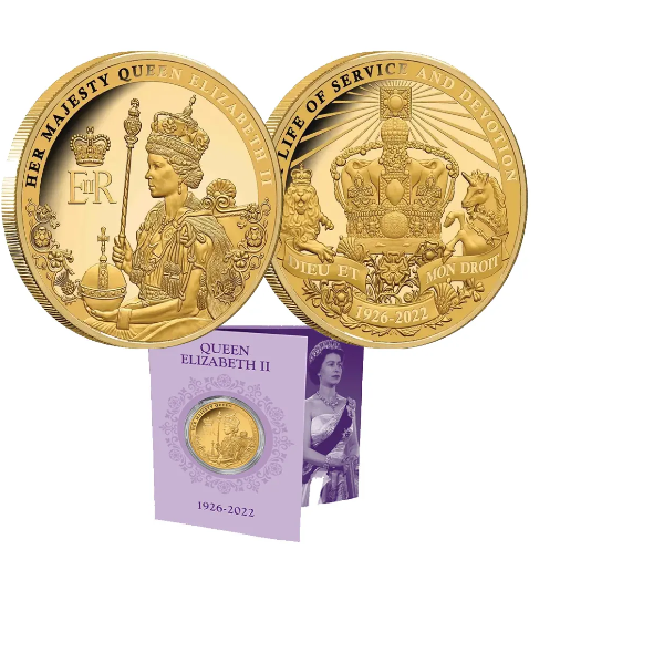 เหรียญโลหะชุบทองคำแท้ Queen Elizabeth II Tribute Gold-Plated Commemorative