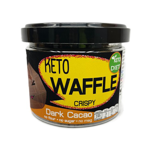KETO คีโตวาฟเฟิลอัลมอนด์กรอบ รสดาร์กคาเคา (กระปุกละ 35 กรัม)