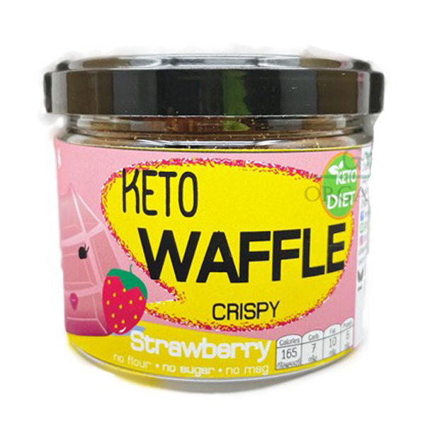 KETO คีโตวาฟเฟิลอัลมอนด์กรอบ รสสตรอเบอร์รี่ (กระปุกละ 35 กรัม)