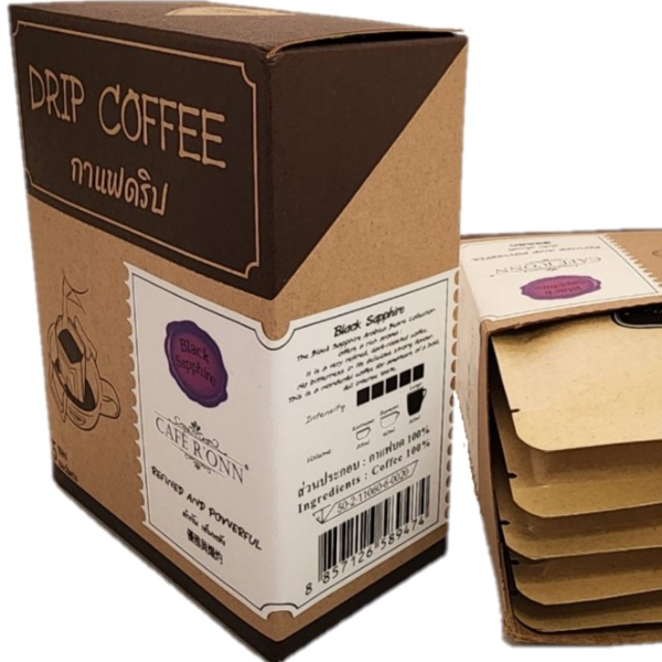 กาแฟดริป CAFE RONN อาราบิก้า100% ดำ 10กรัม x5 ซอง(รวม50g.)กล่อง