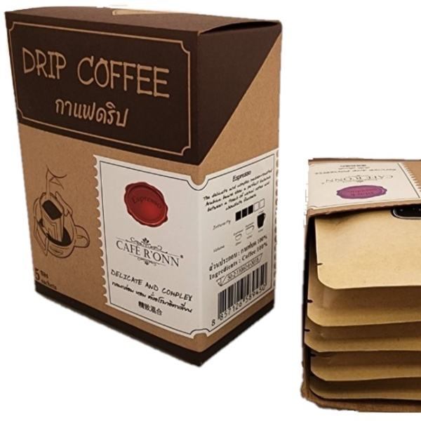 กาแฟดริป CAFE RONN อาราบิก้า100%คั่วกลาง 10กรัม x5 ซอง(รวม50g.)กล่อง