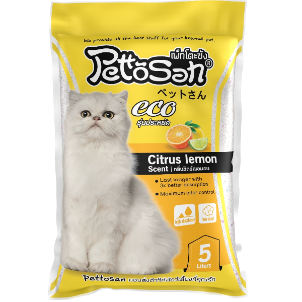 ทรายแมว Pettosan กลิ่นเลม่อน 5 ลิตร