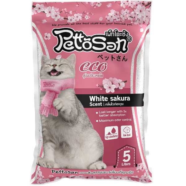 ทรายแมว Pettosan กลิ่นซากุระ 5 ลิตร