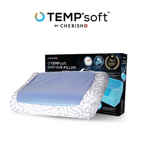 CHERISH TEMPSoft  หมอนเพื่อสุขภาพ ผสานแผ่นเจลเย็น ทรง Contour หมอนเย็น รุ่น Cooling Genesis เย็นx2 นวัตกรรมปรับความนุ่มตามอุณหภูมิร่างกาย