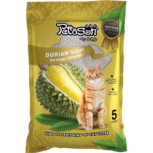 ทรายแมว Pettosan กลิ่นทุเรียน 5 ลิตร